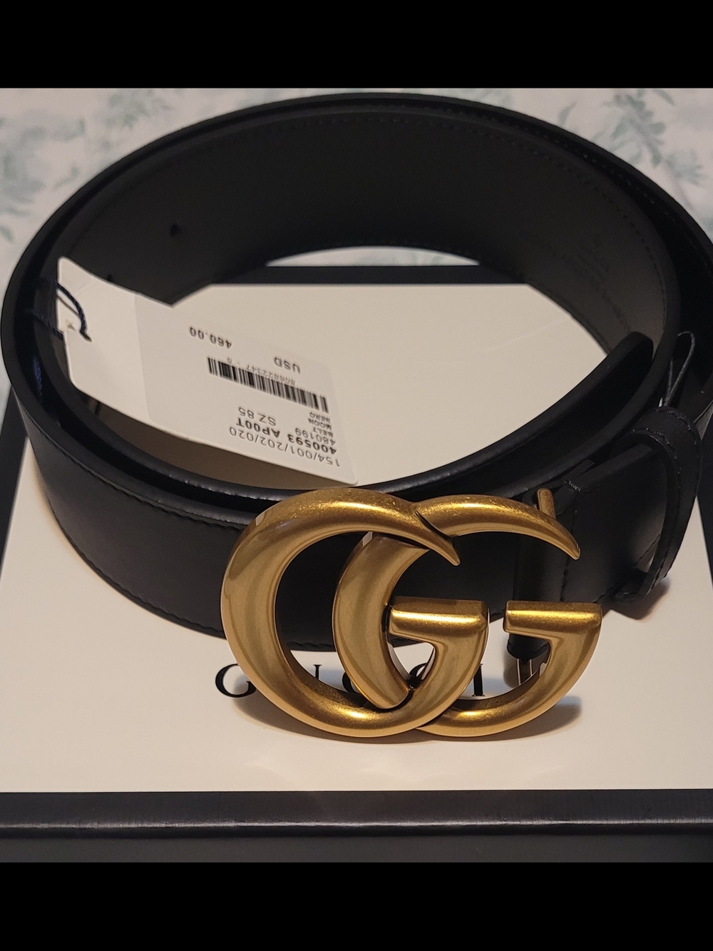 Gucci Black Leather Belt with Gold Double G Buckle - Picture 5 of 6